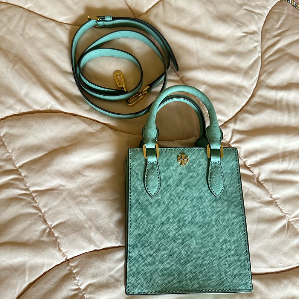 Tory Burch Green Mini Tote Bag